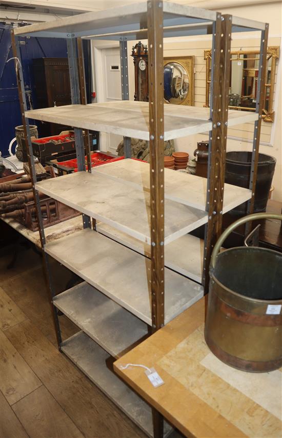 A pair of metal shelving units W.87cm